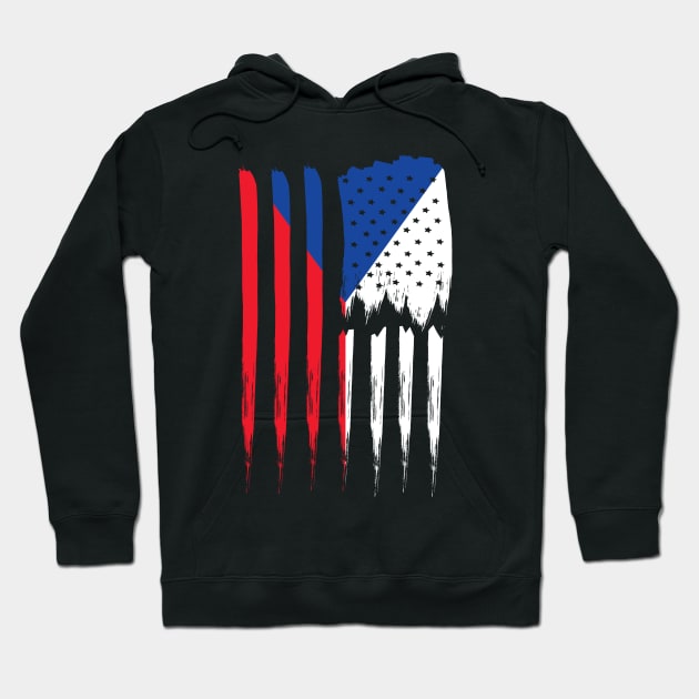 Czech Republic and USA Flag Hoodie by c1337s